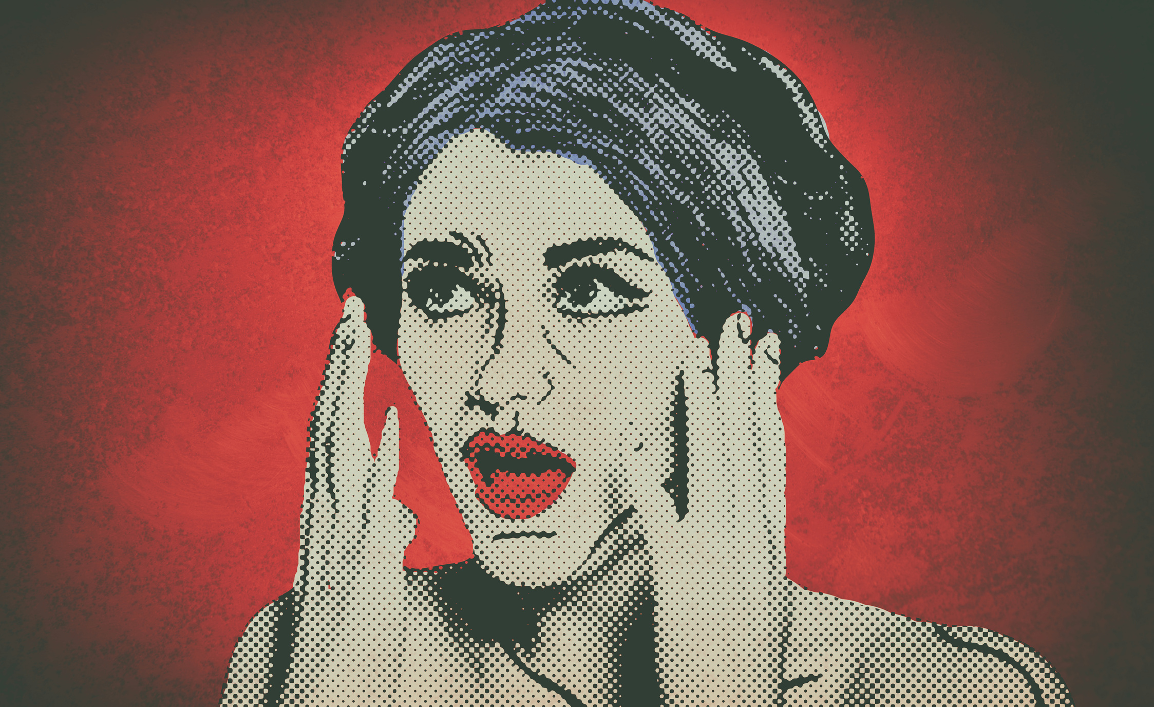 Pop art comic style woman, retro poster